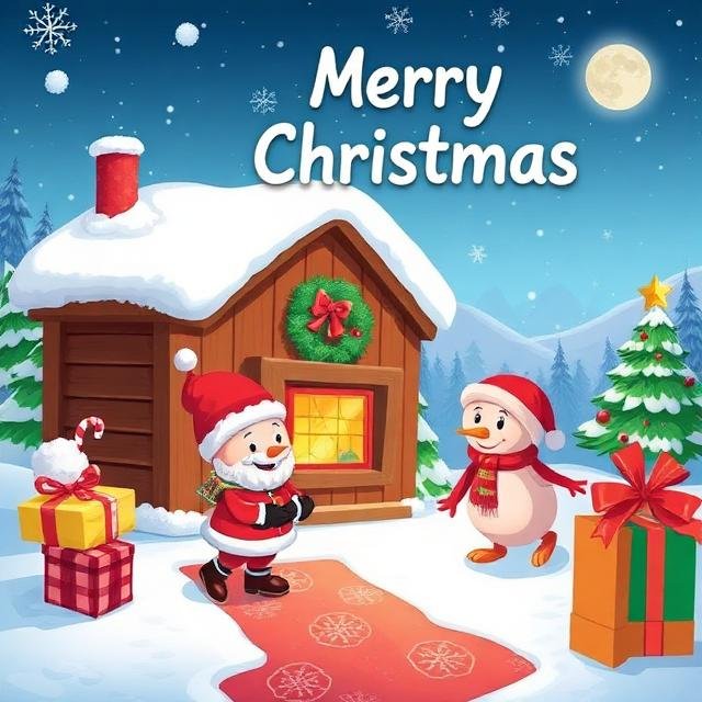 Free cheerful Christmas cartoon art pictures