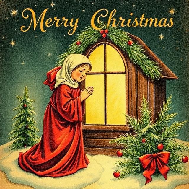 Nostalgic Merry Christmas religious visuals