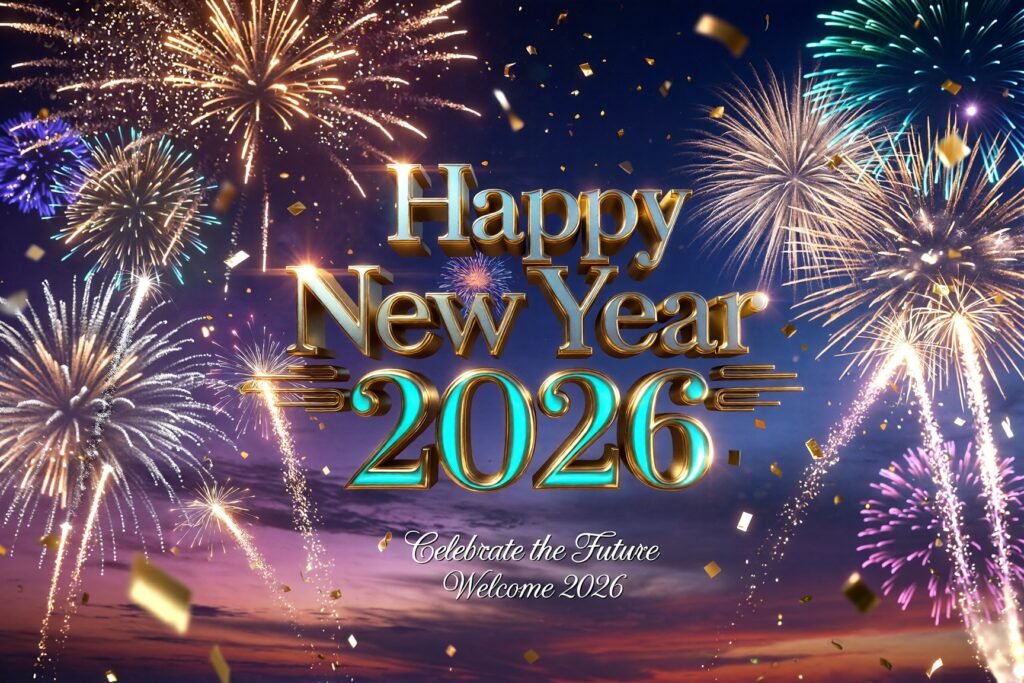 Happy New Year 2026 sparkle animation graphic