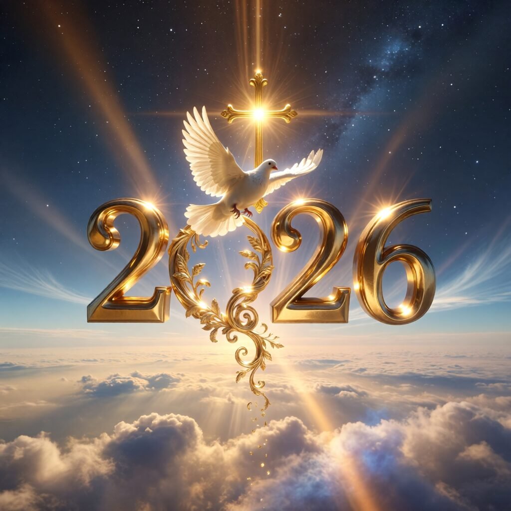 2026 New Year holy blessings with serene background