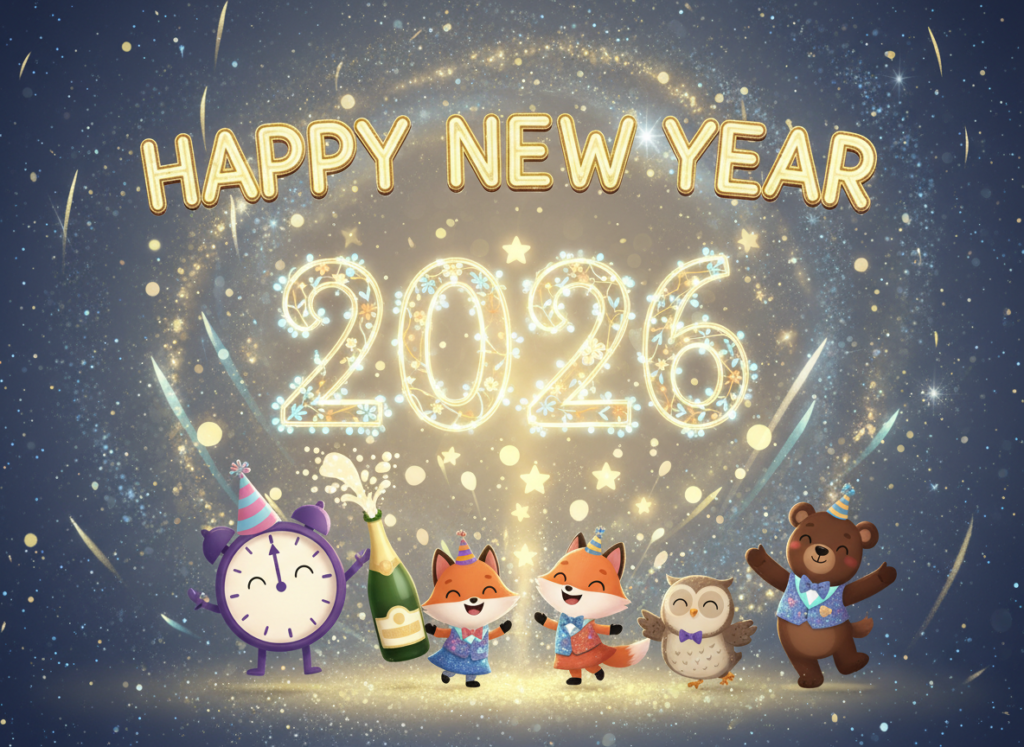 Animated Happy New Year 2026 fireworks image