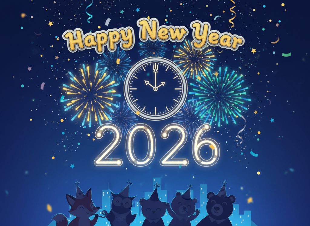 Animated 2026 New Year message glowing design