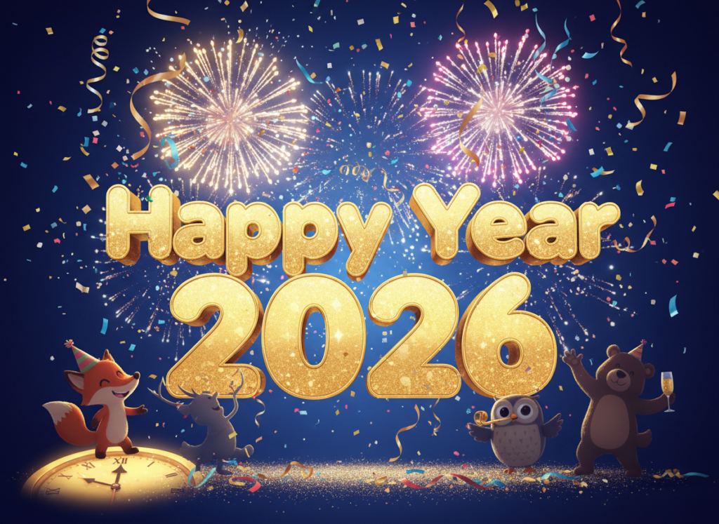 Happy New Year 2026 festive motion graphic image