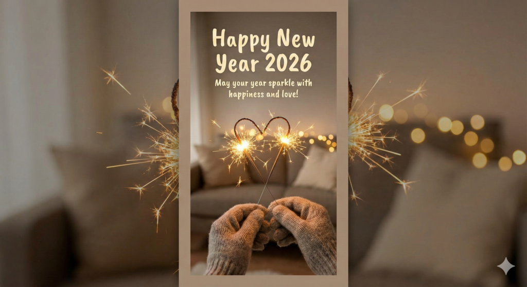 Happy New Year 2026 positive wishes status image