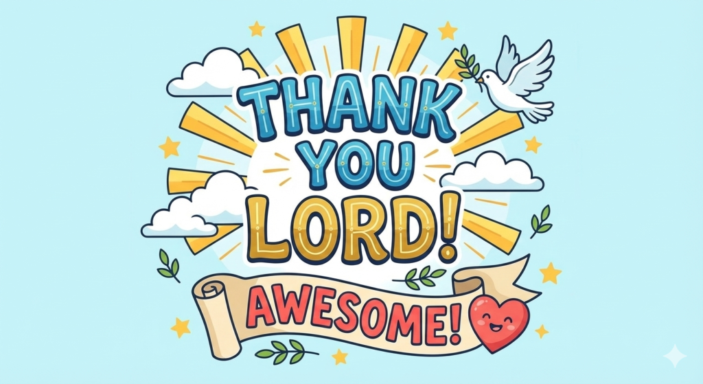 Thank you Lord with beautiful religious clipart illustration