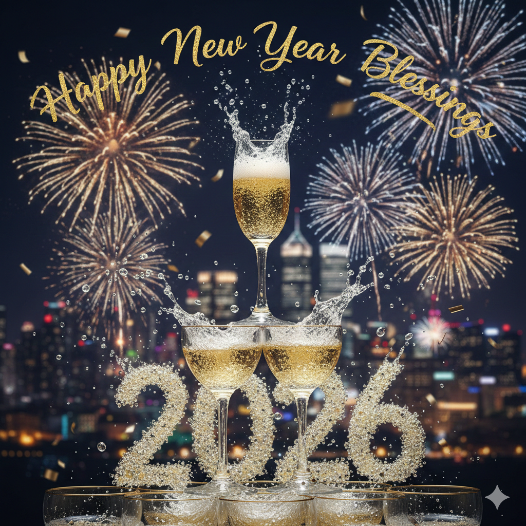 Happy New Year Blessings 2026 calm nature wallpaper