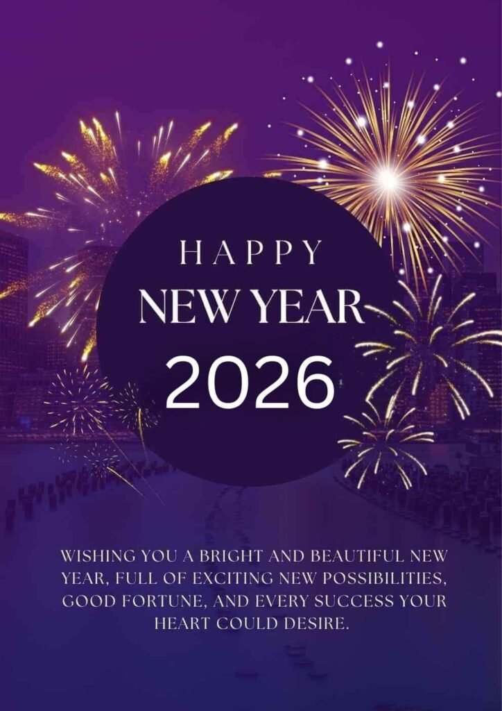Bright Happy New Year 2026 images with message quotes