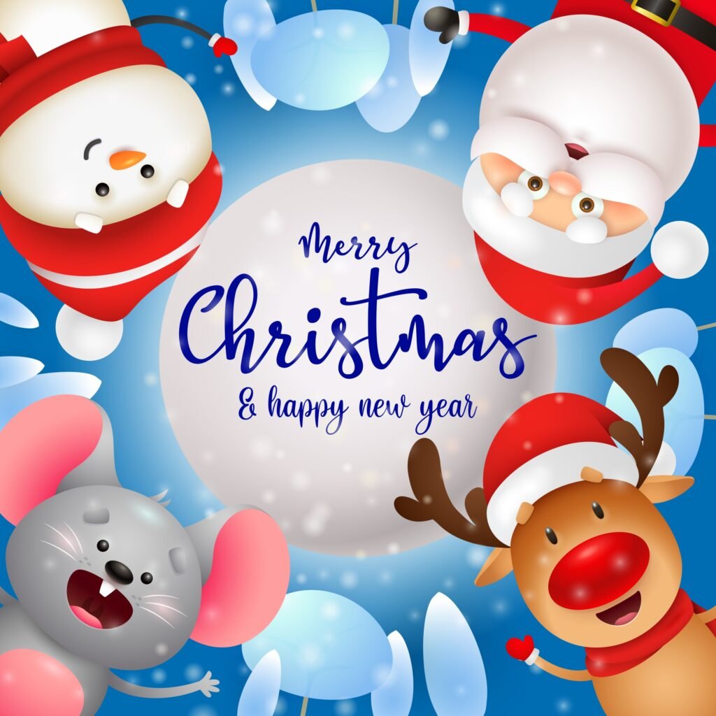 Free cartoon-style Christmas greeting pictures