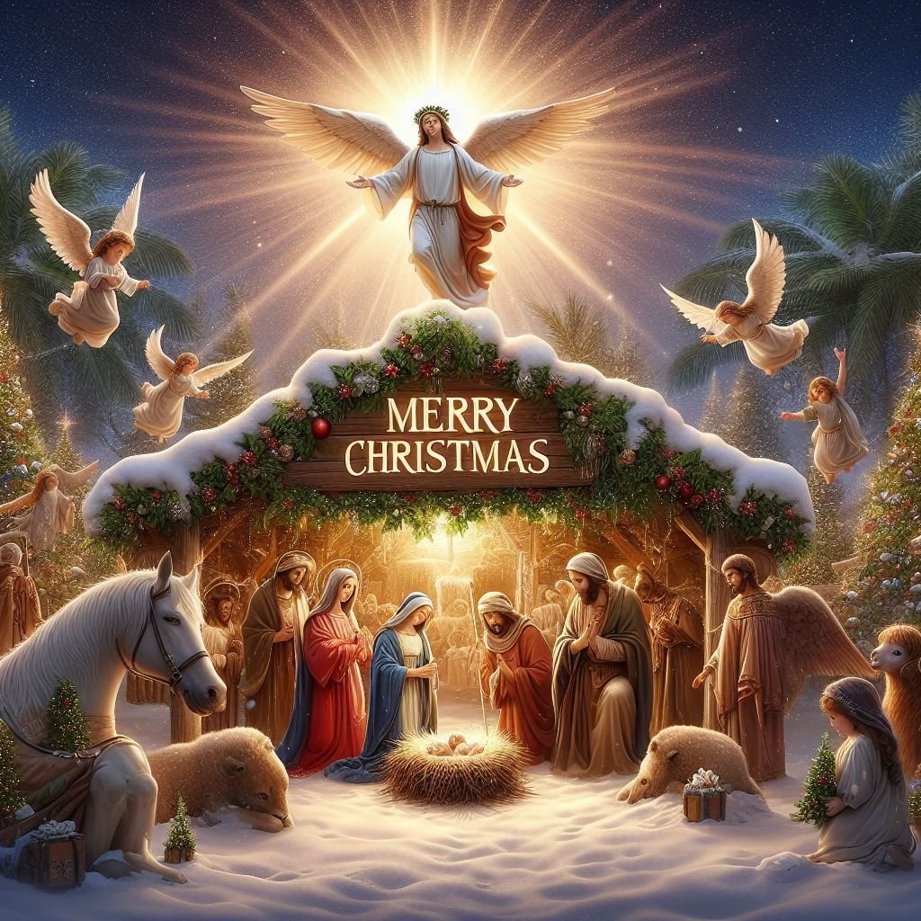 Vintage Merry Christmas religious images in HD