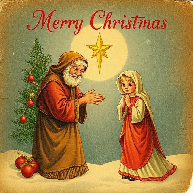 Vintage biblical Christmas art for celebrations