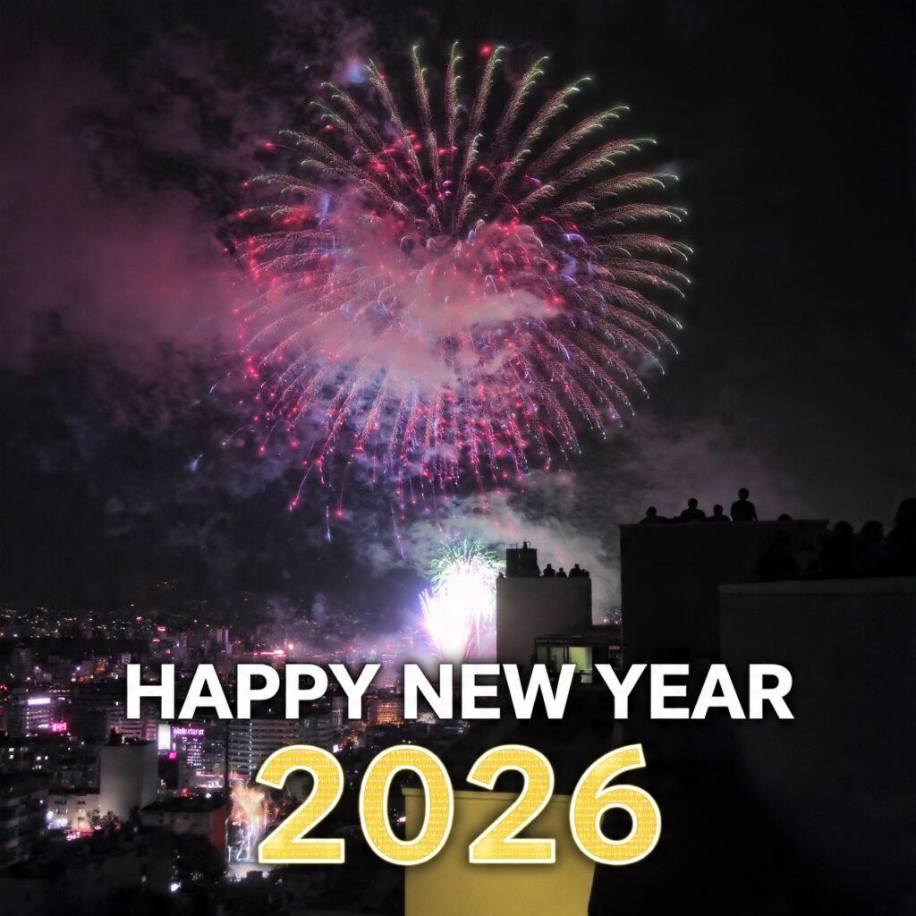 Fireworks Happy New Year 2026 night sky image