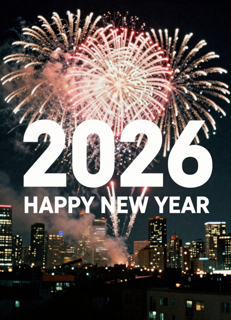 Happy New Year 2026 neon light design image free