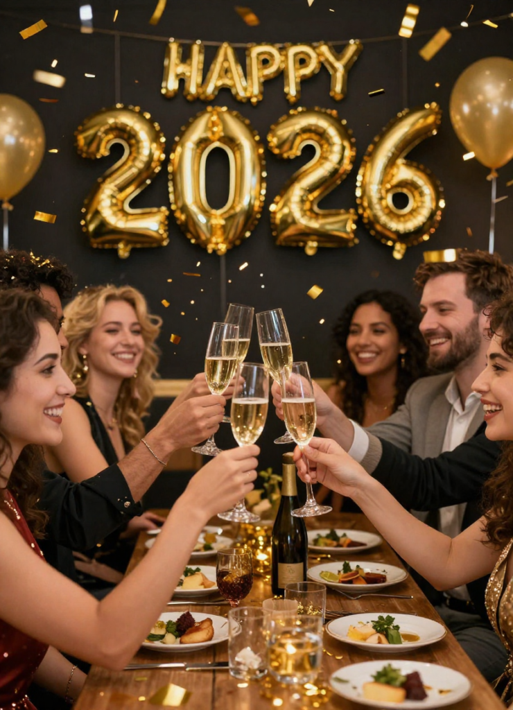 Happy New Year 2026 colorful fireworks photo free