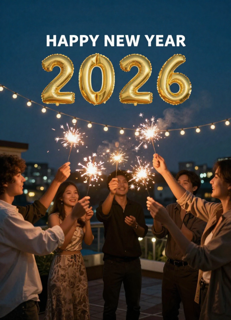 Happy New Year 2026 festive HD wallpaper free