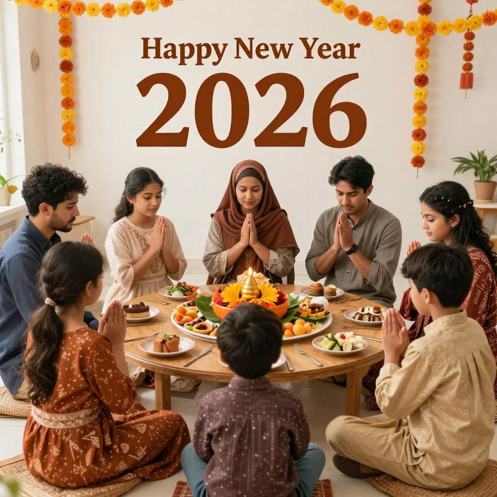 Happy New Year 2026 peaceful meditation blessings