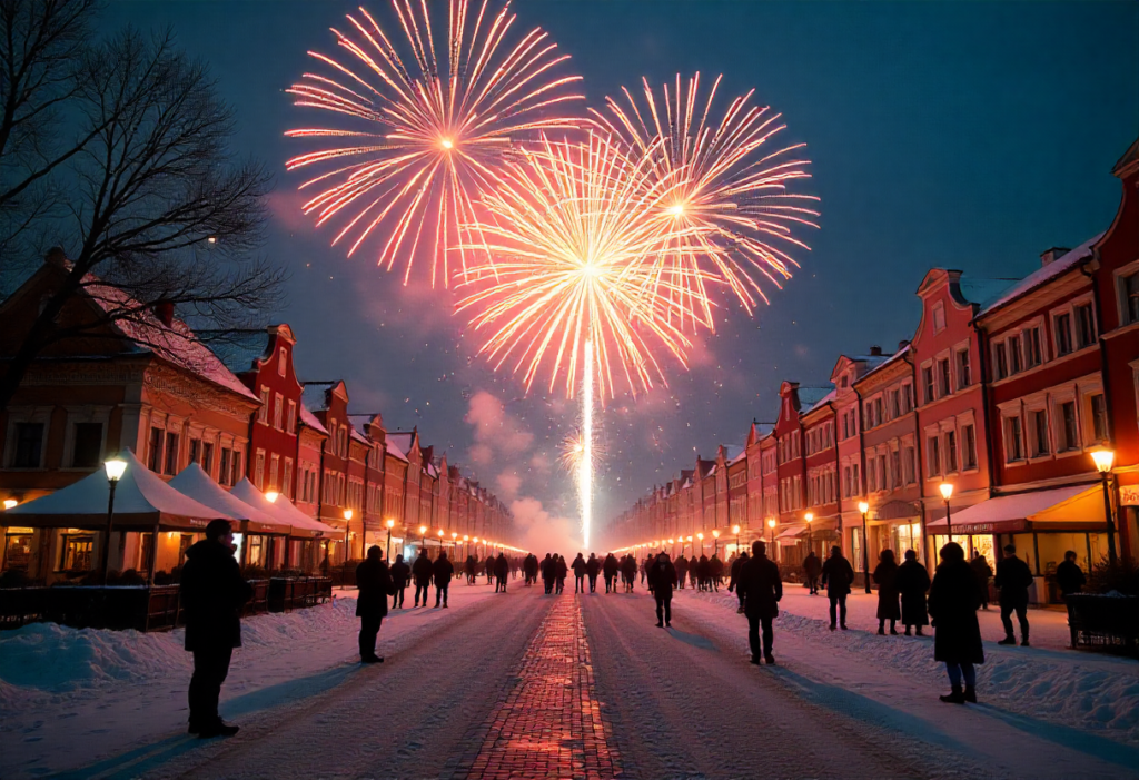 2026 New Year Eve fireworks bursting sky image