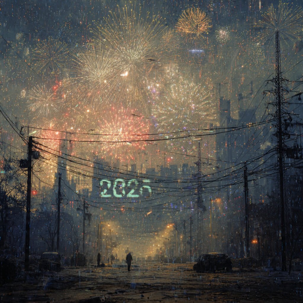 Happy New Year Eve 2026 glowing text image