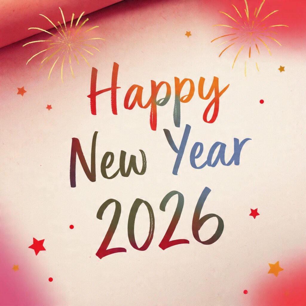 Colorful New Year 2026 visuals for greetings
