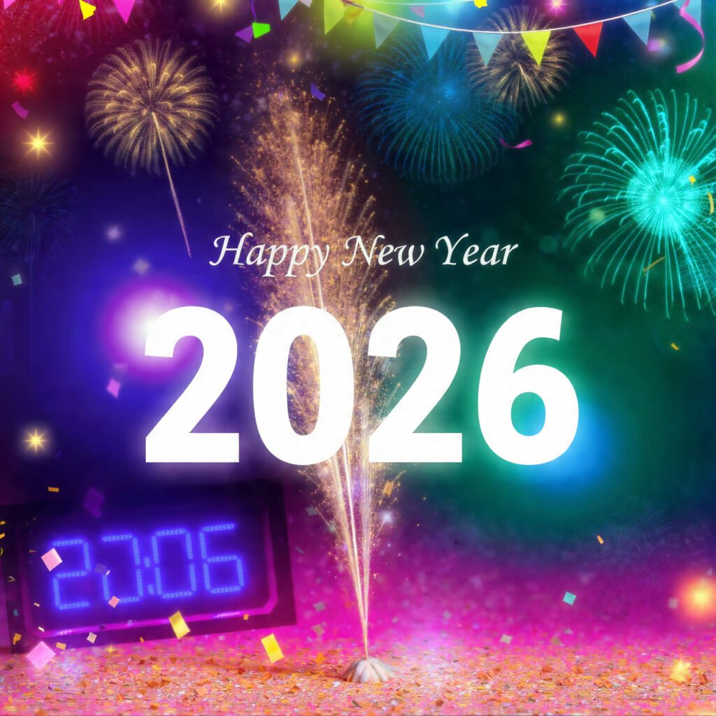 Happy New Year 2026 colorful wishes status image