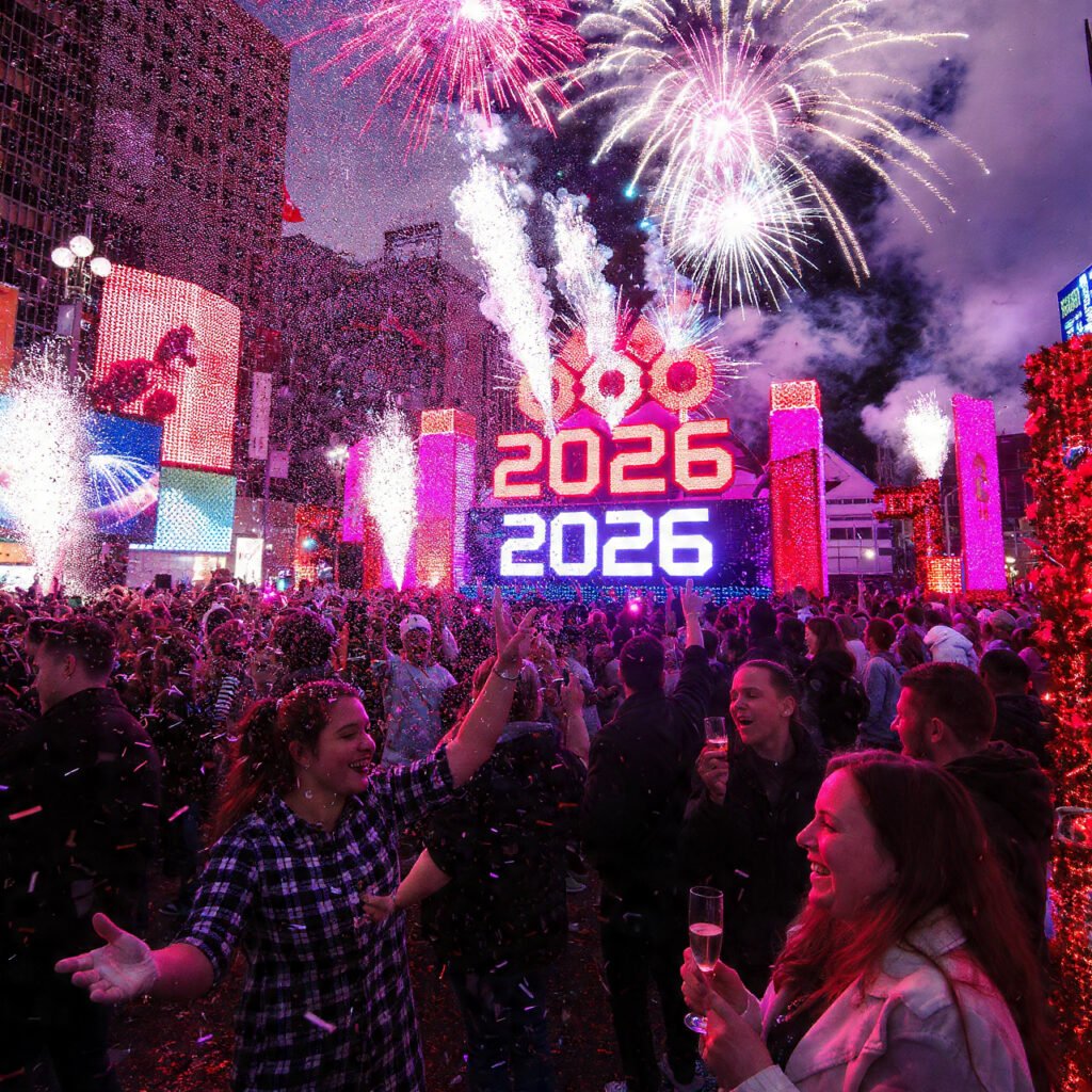 Happy New Year Eve 2026 festive decorations image