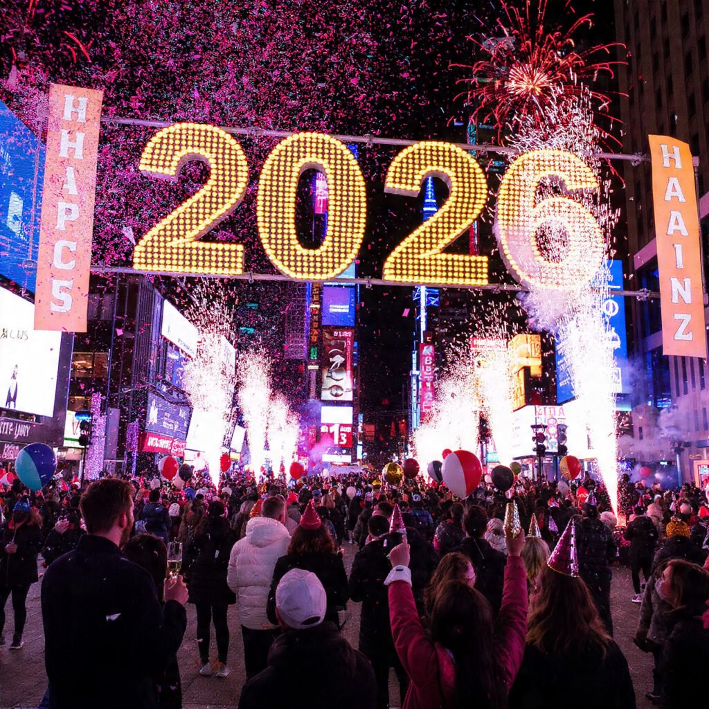 Happy New Year Eve 2026 shining lights photo