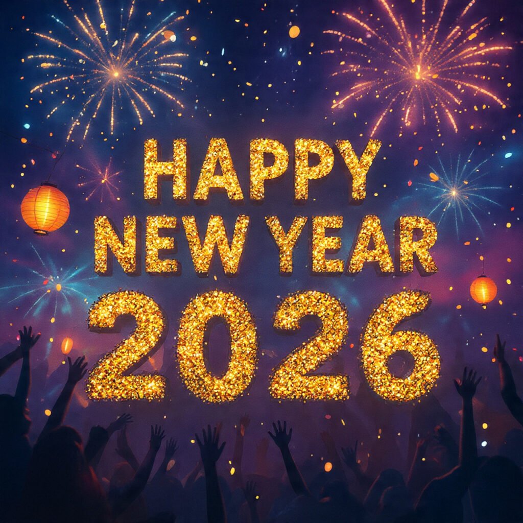 Golden Happy New Year 2026 celebration visuals