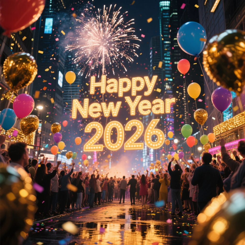 Vibrant New Year 2026 images for social media