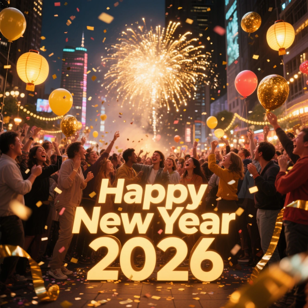 Colorful New Year 2026 celebration images free