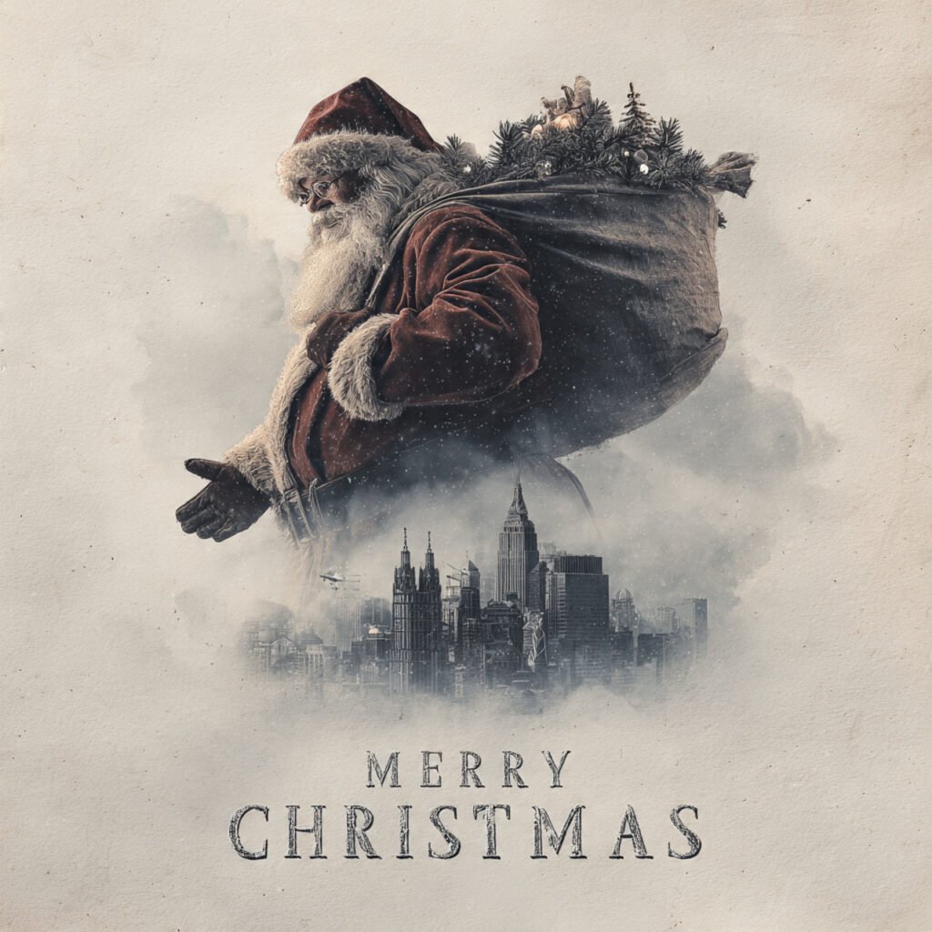 Glowing Merry Christmas animated greeting visuals