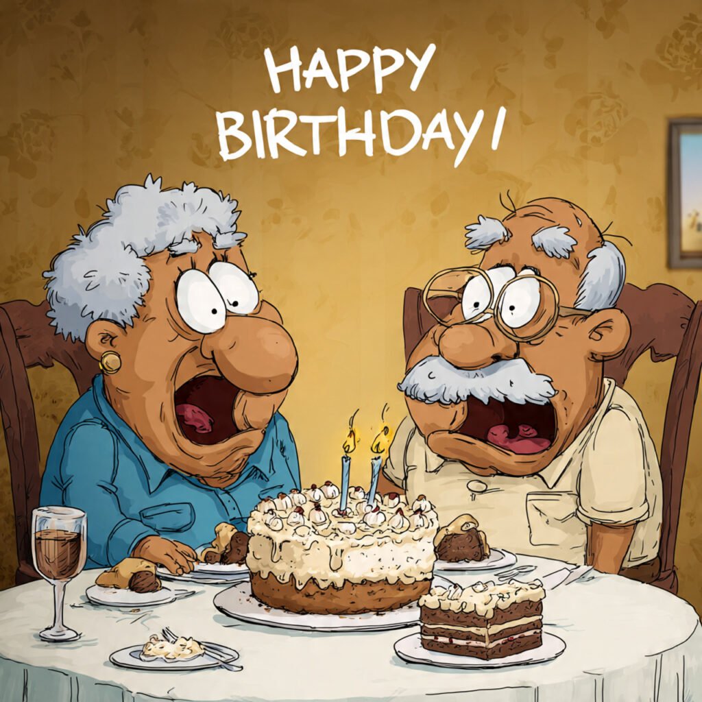 Playful happy birthday images with funny lines