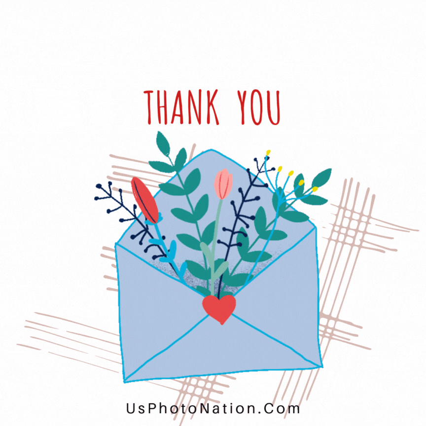Lovely thank you animated image with flowers