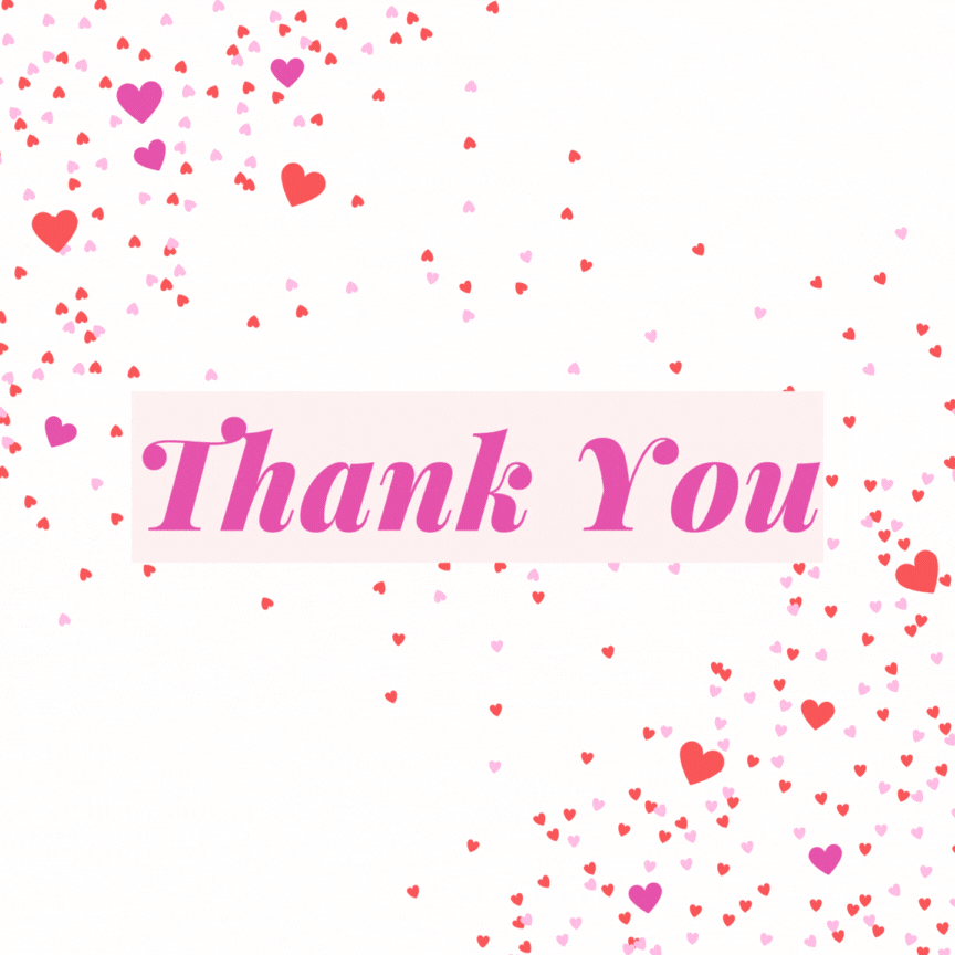 Beautiful thank you animation with hearts and light