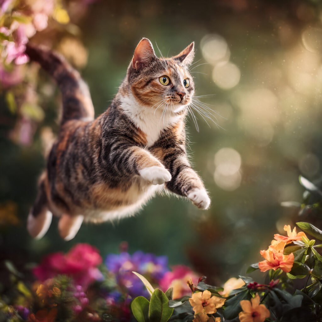 Torbie cat realistic photo