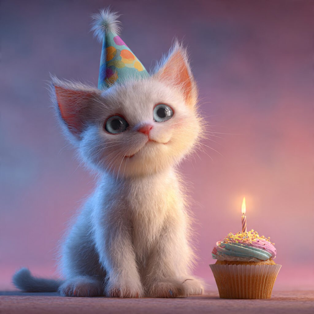 Happy birthday cat images with cute expressions