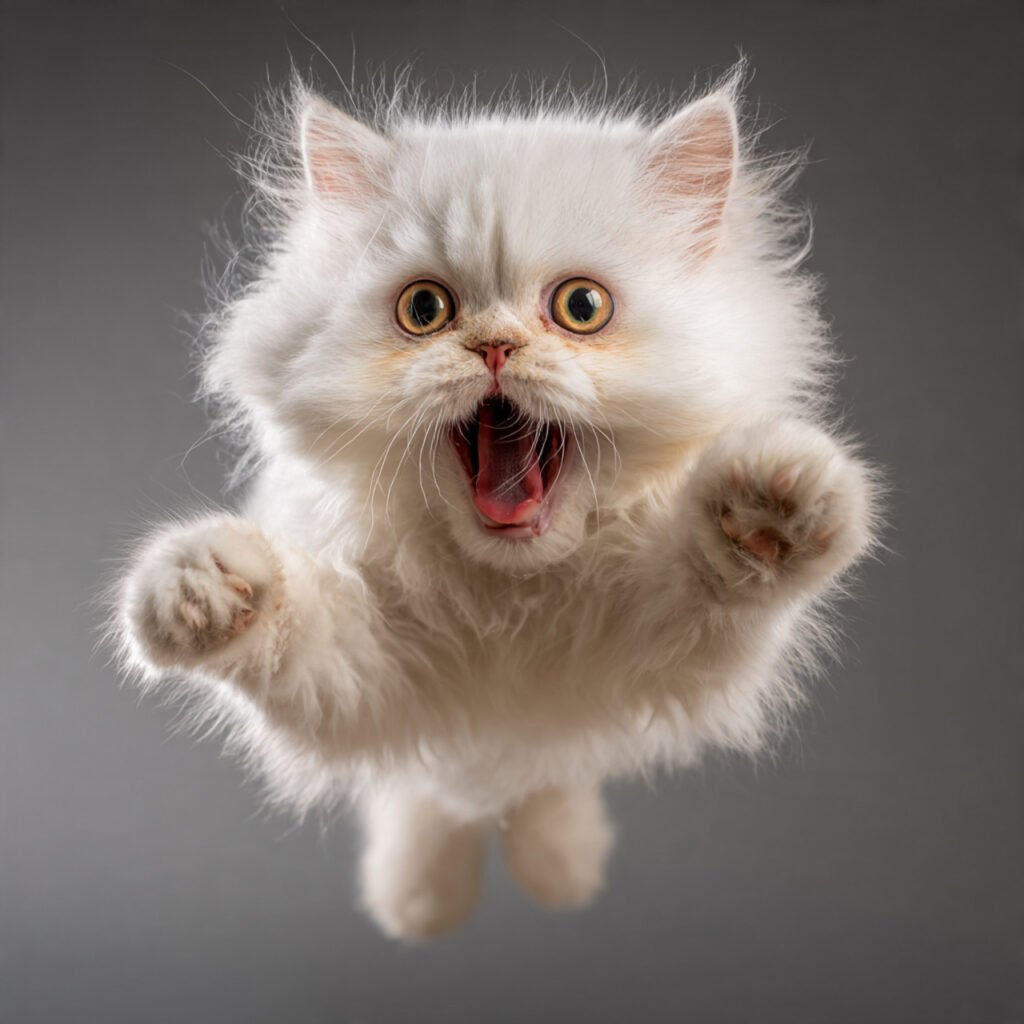 Cute cat curious reaction