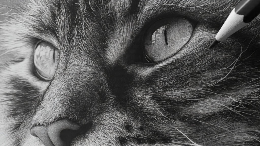 Artistic cat drawing image