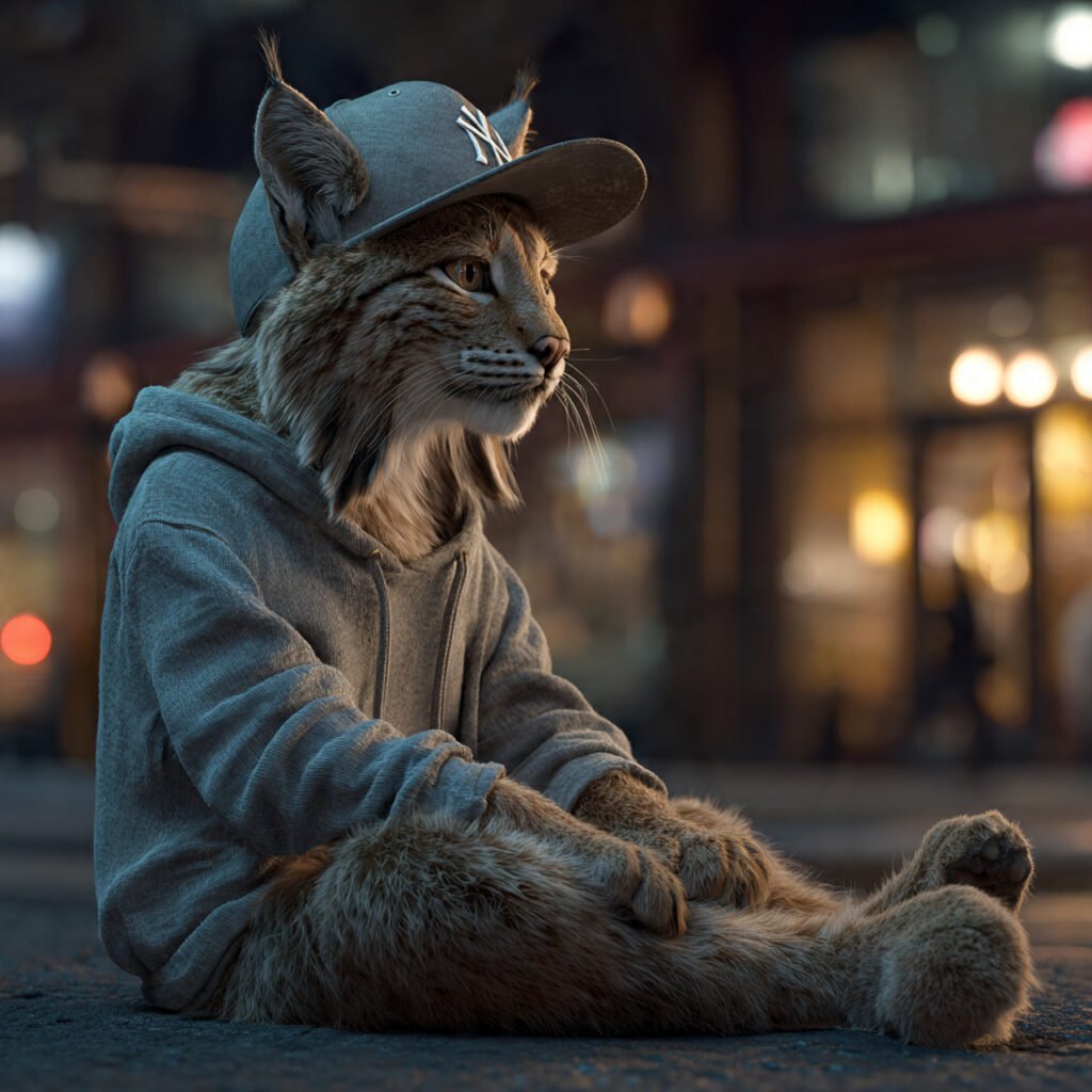 Goofy bobcat funny look