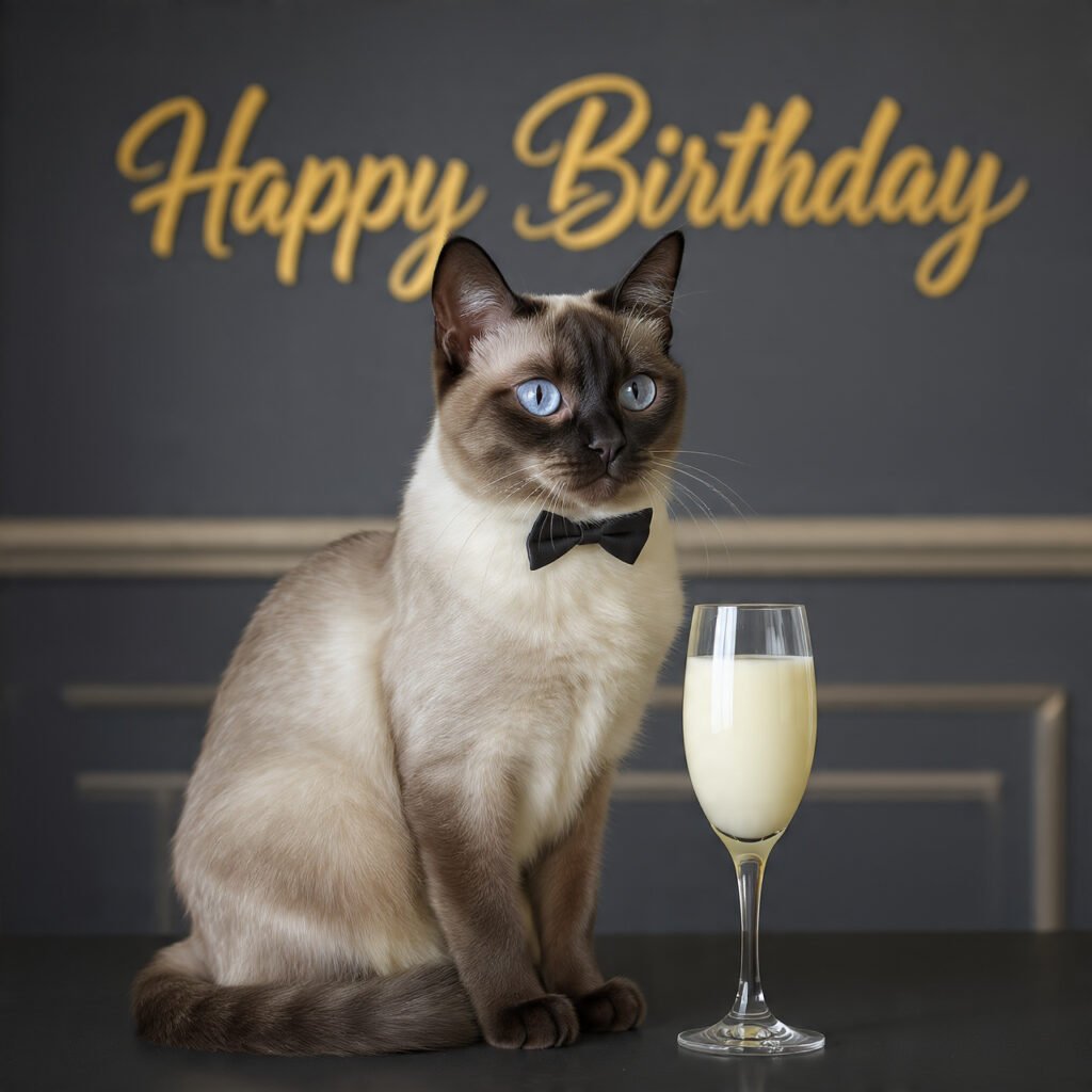 Happy birthday cat images with colorful decorations