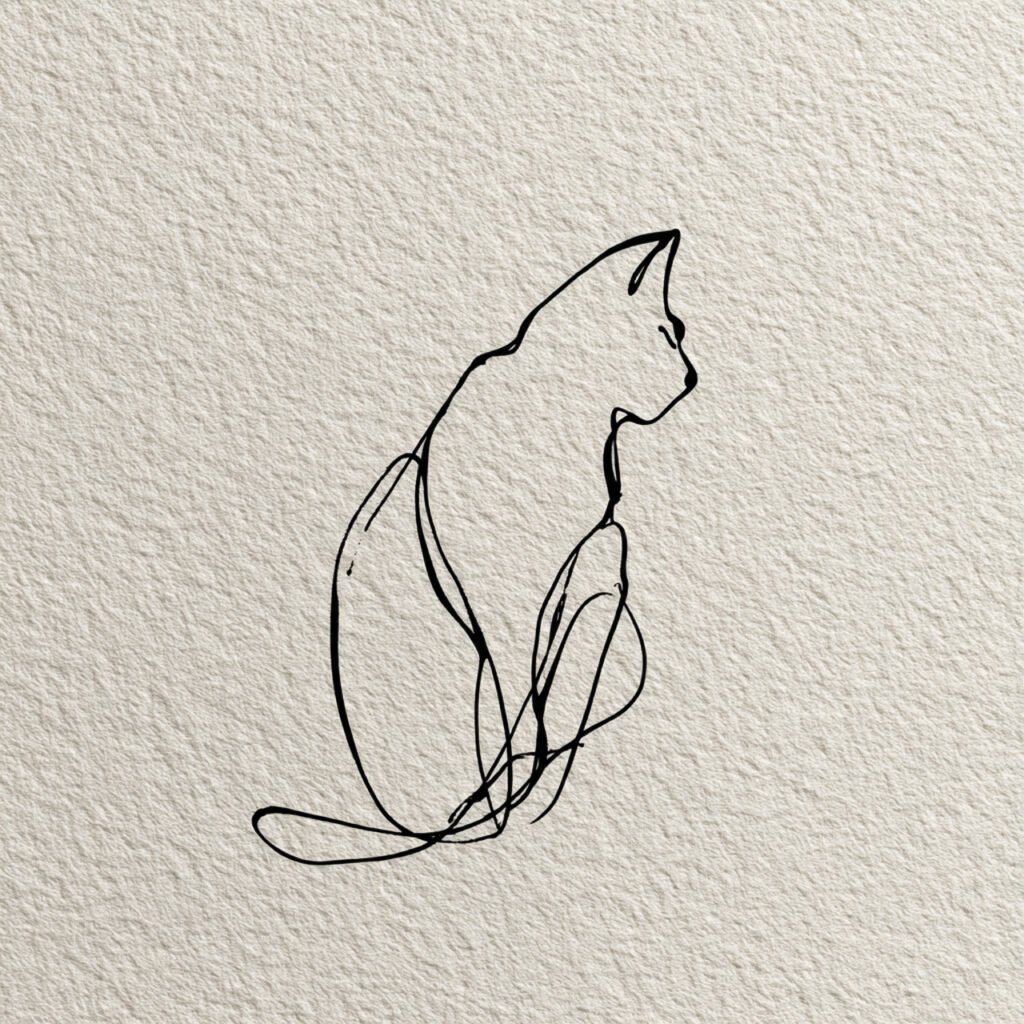 Adorable cat drawing illustration