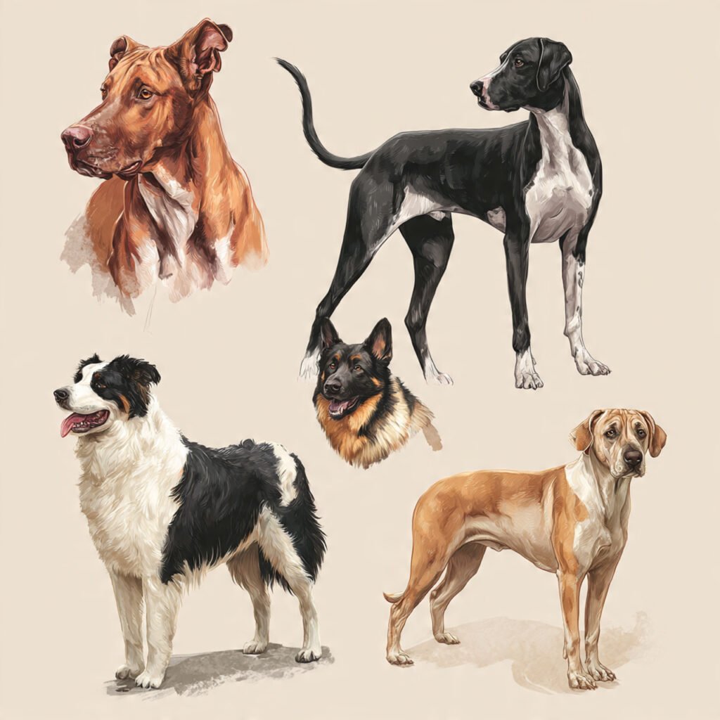 Cute dog breeds posing adorably