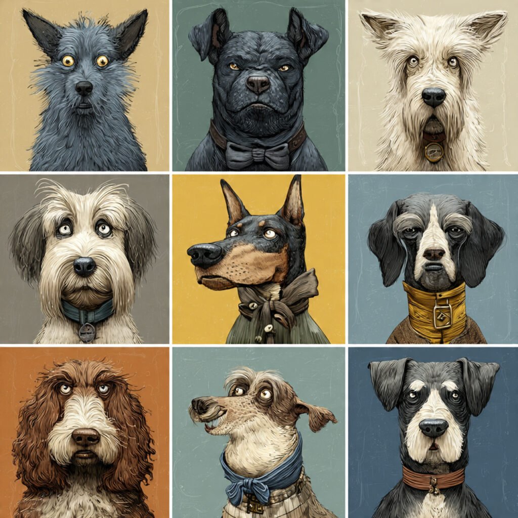 Cute dog breeds playing happily