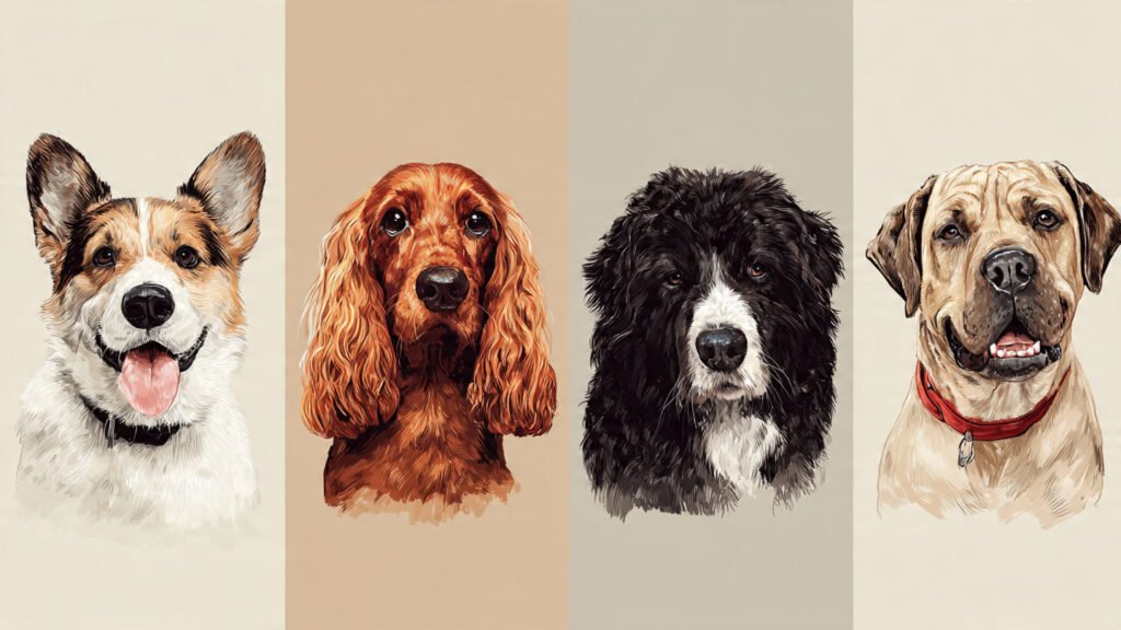 Sweet and cute dog breeds close-up