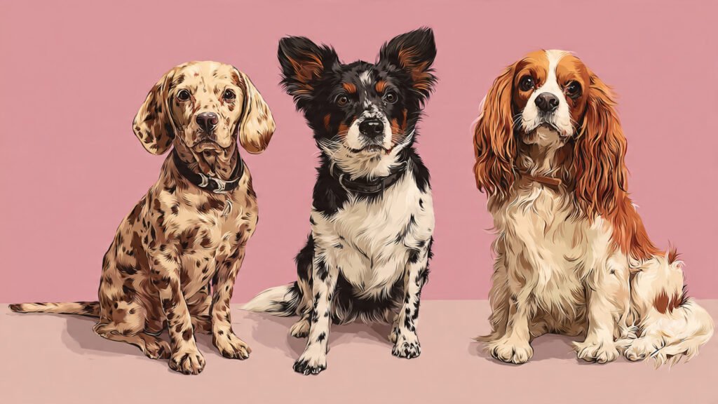 Lovely cute dog breeds smiling