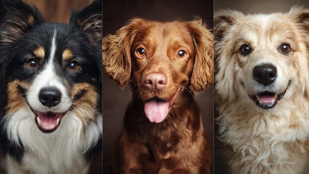 Playful cute dog breeds puppies