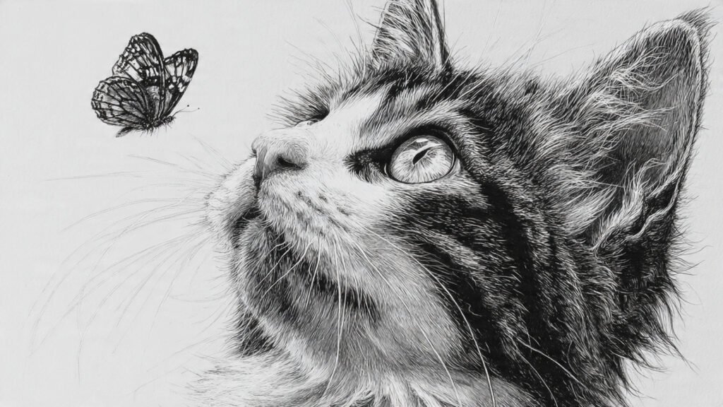 Cartoon style cat drawing