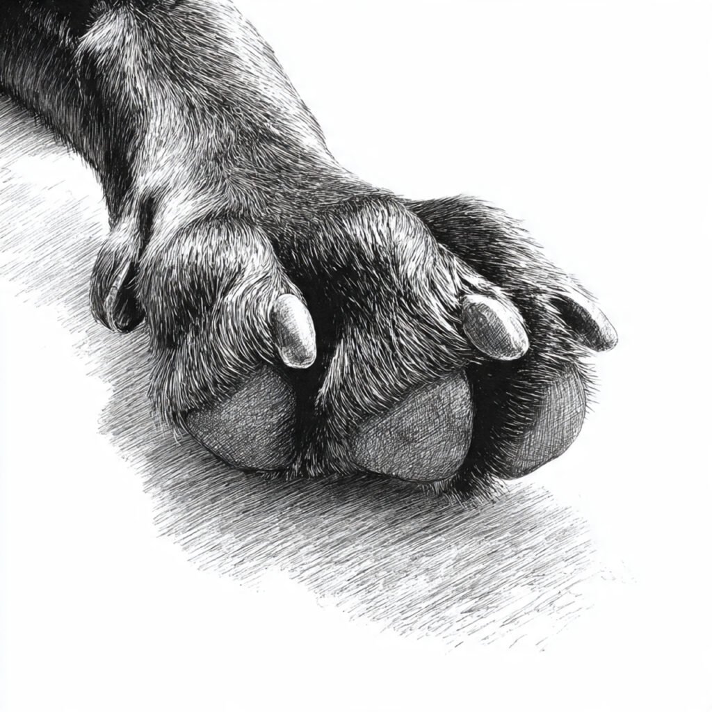 Hand drawn dog paw sketch