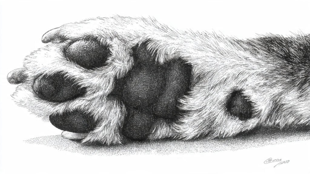 Simple dog paw line drawing