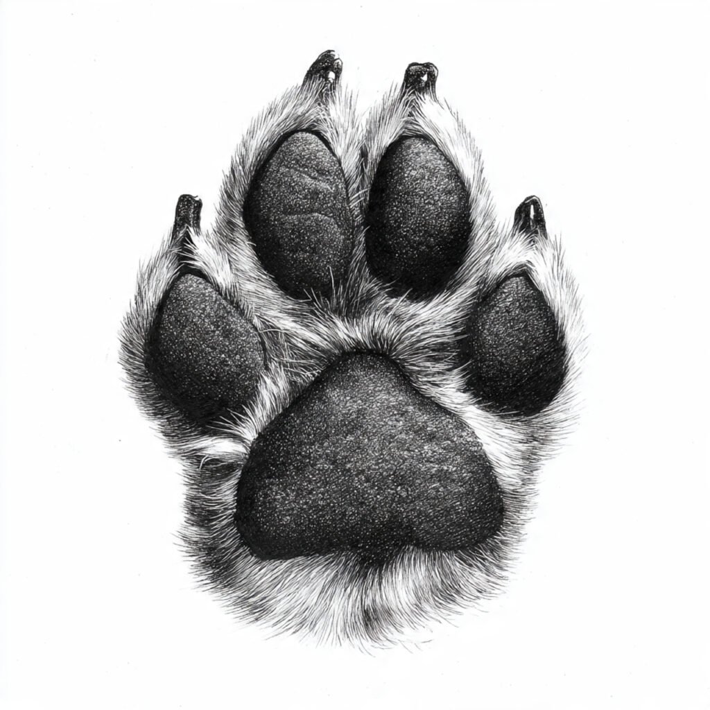 Dog paw drawing illustration