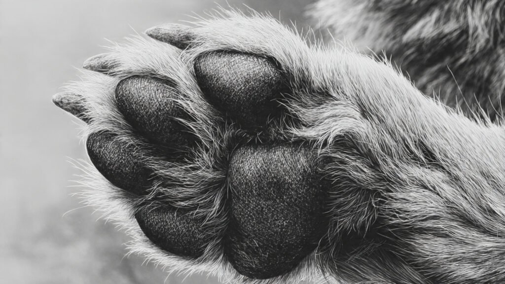 Cartoon style dog paw drawing