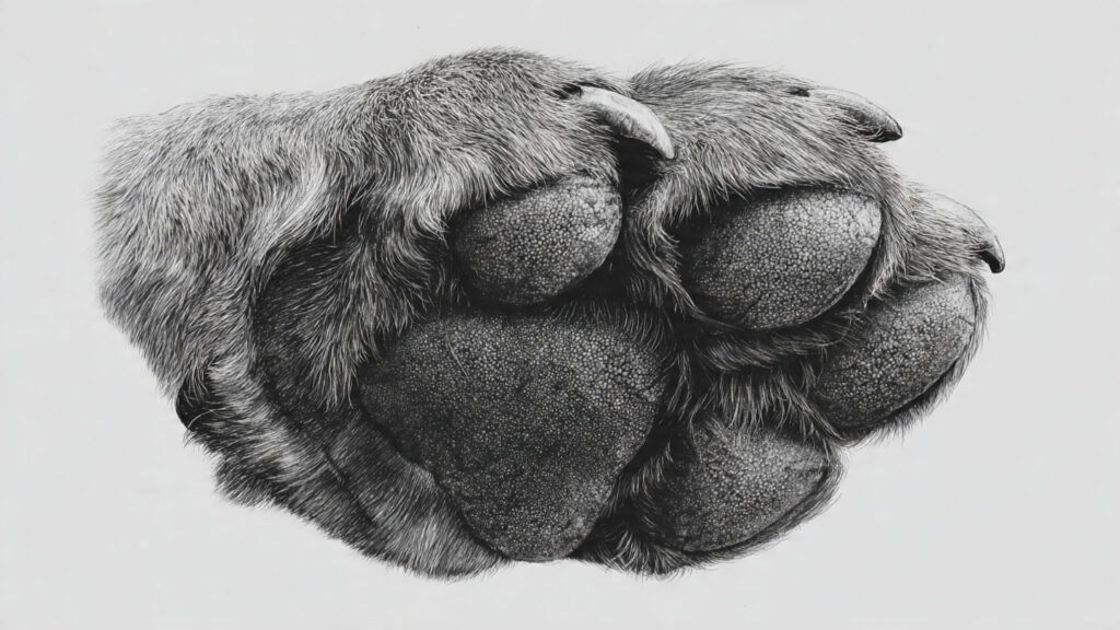 Dog paw pencil sketch